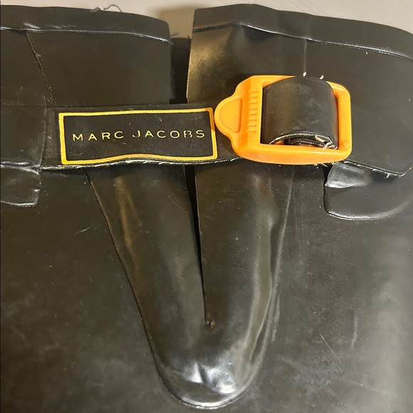 MARC JACOBS orange Sole Tall Black Rubber Fashion Rainboots - Picture 6 of 7